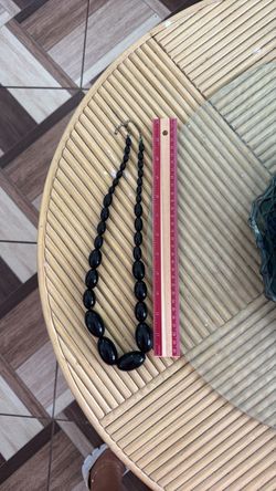 Black Graduated Oval Bead Necklace