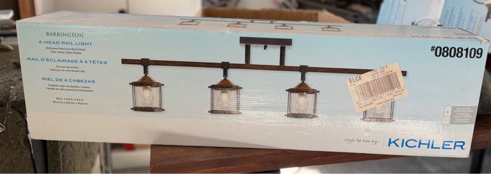 New Kichler 4-Head Rail Light with Wood Finish