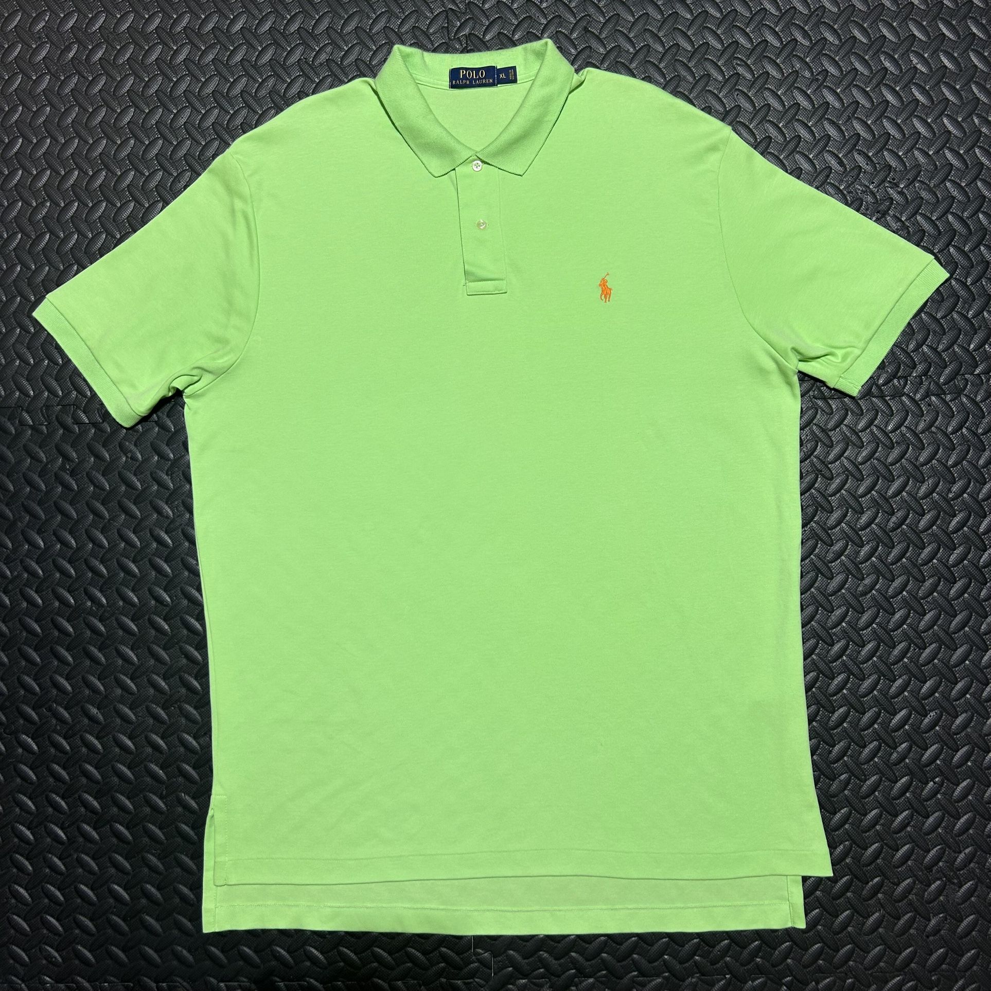 Ralph Lauren Polo Shirt Green Orange Pony Casual Short Sleeve Collared Mens XL