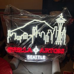 Stella Artois Seattle skyline LED neon-style sign.