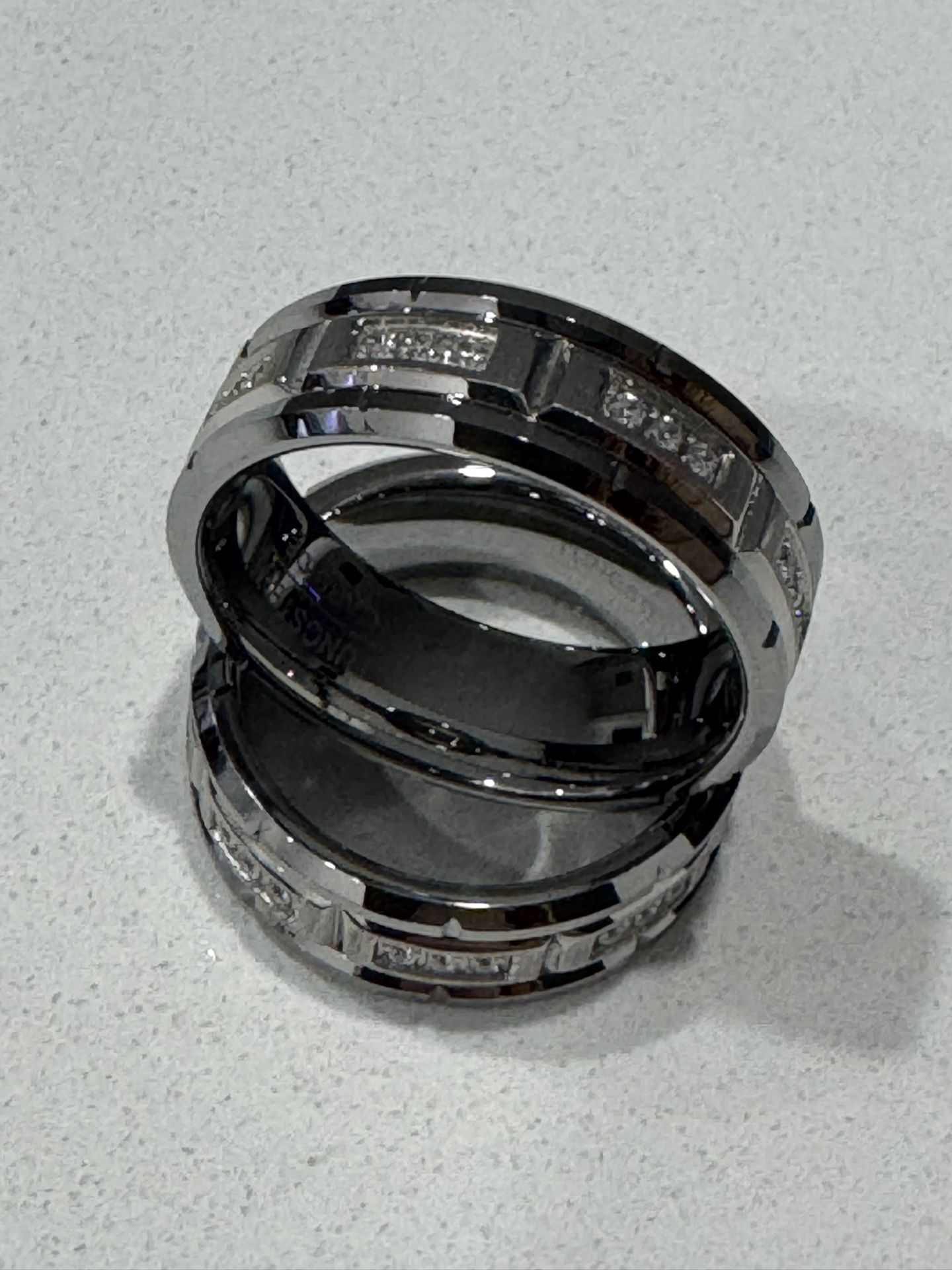TUNGSTEN CARBIDE ring with ZIRCON STONES
