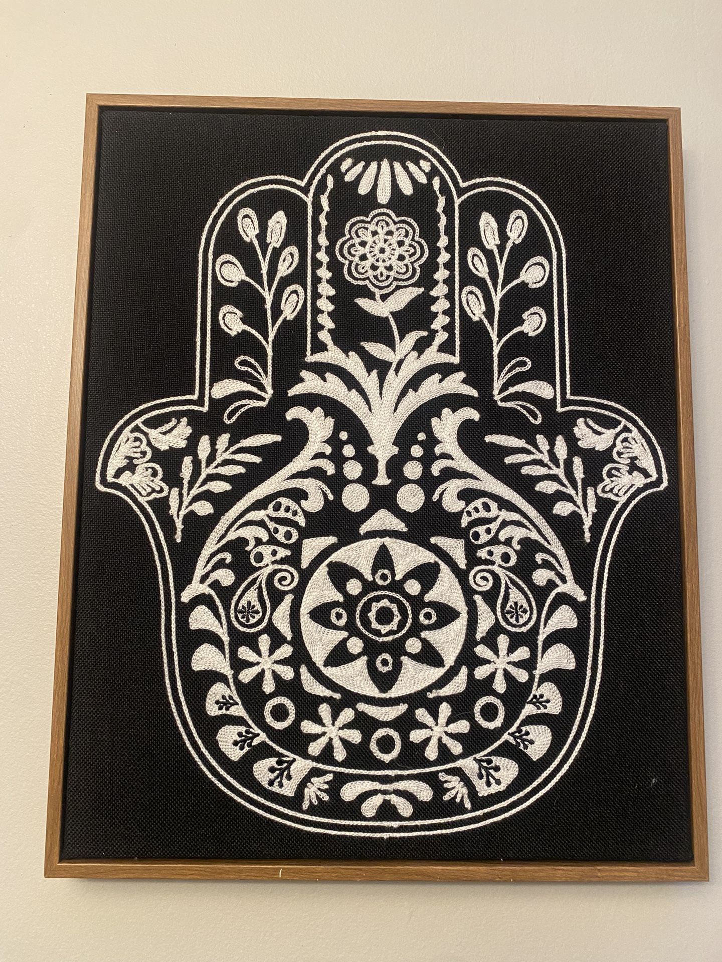 Hamsa Hand Stitched Canvas Art
