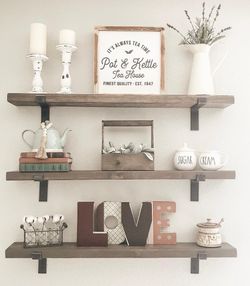 Farmhouse Style Kitchen Bathroom Wood Shelves