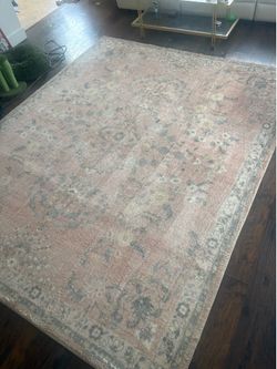 7’6x9’5 pink and beige area living room rug