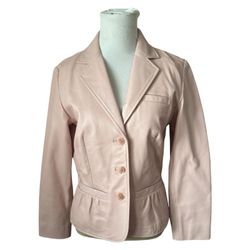 Vintage Margaret Godfrey Pink Leather Blazer Jacket Women’s Sz 4 but Fit XS Rare