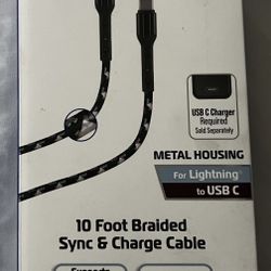ZGear 10 Foot Braided Sync & Charge Cable - Black/White
