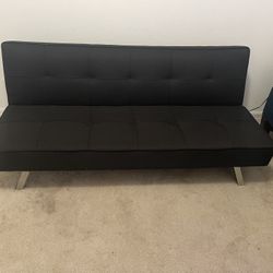 Black Futon With Silver Legs. Bare Used. Great Condition!