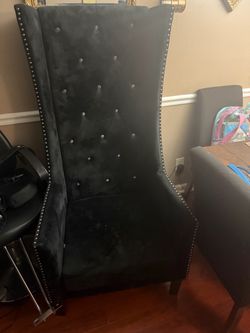 Black Velvet Tufted Wingback Accent Chair