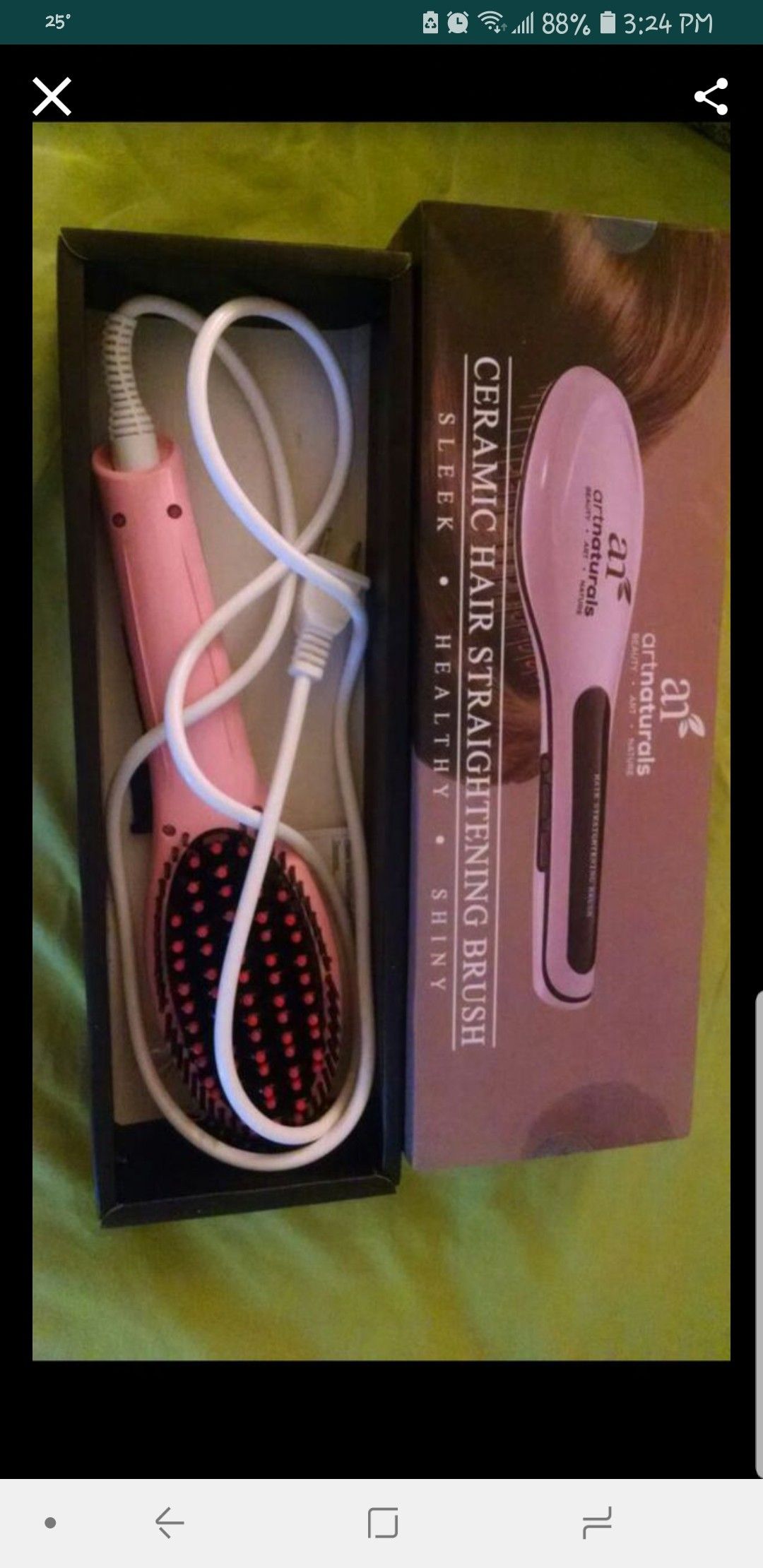 Ceramic hair straightening brush