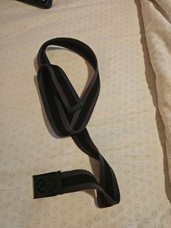 Ecko Black and Gray Striped Fabric Belt with Black Buckle