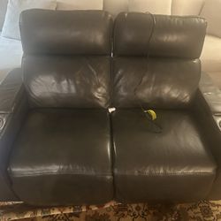 Gray Leather Recliner Loveseat 