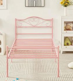 Pink Metal Twin Bed Frame