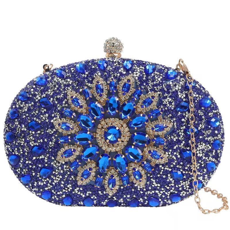Luxury Sunflower Rhinestone Clutch-Crystal Evening Bag with Handle & Chain Strap