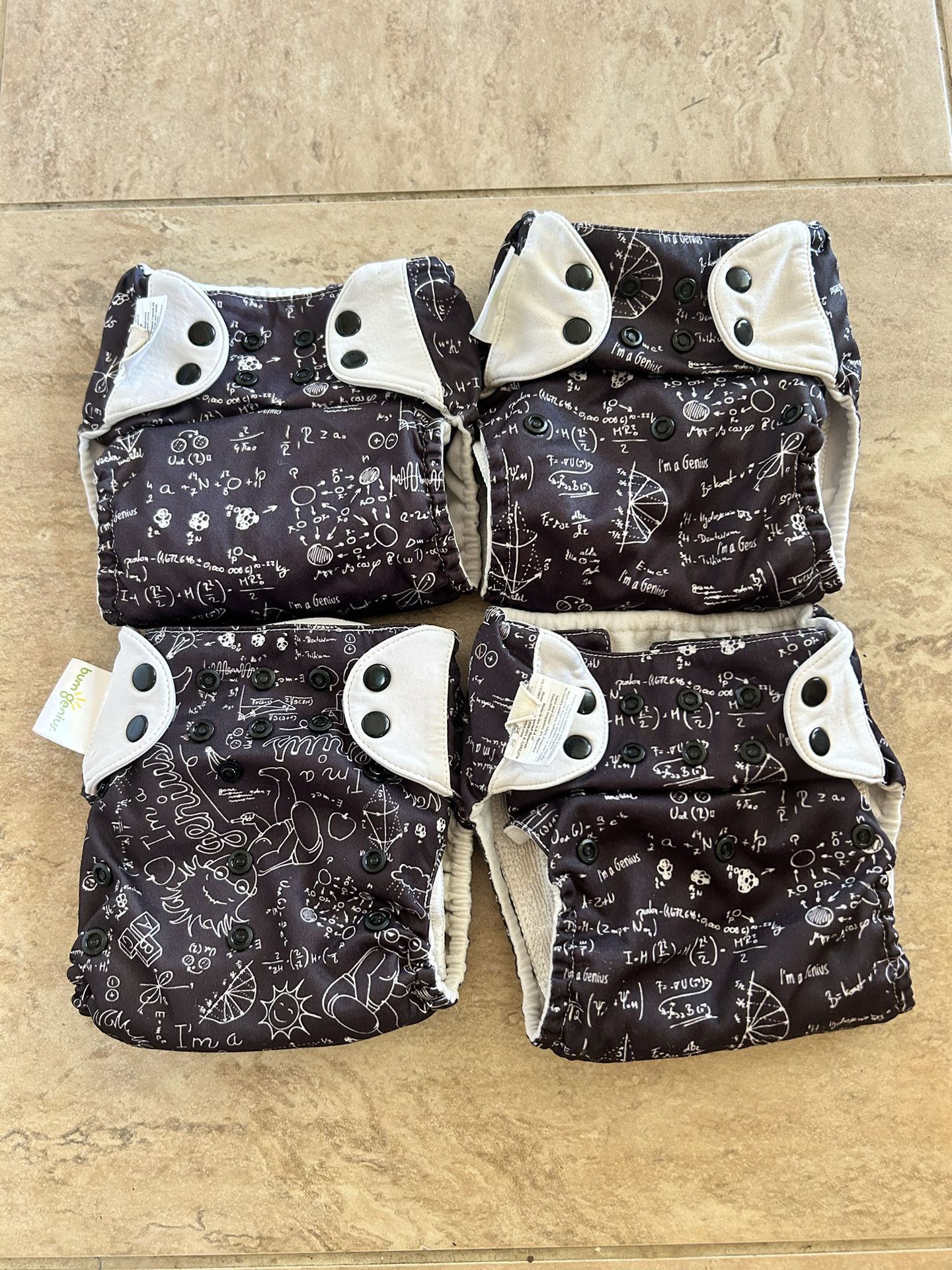 4 Baby BumGenius Adjustable Reusable Cloth Diapers w/ 6 Inserts (See Details)