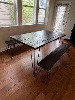 Rustic Wood Dining Table with Bench 70in x 40in x30in