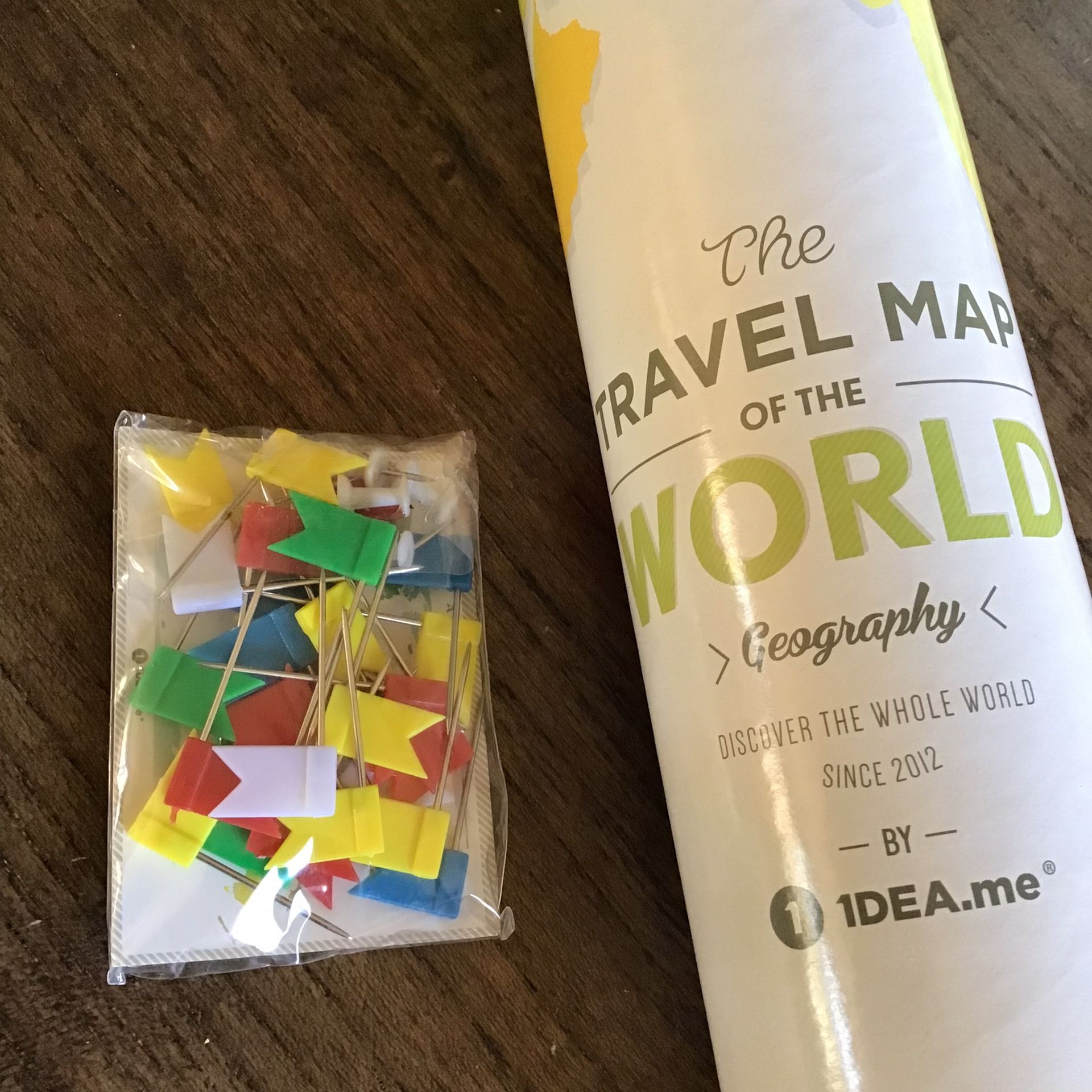 Travel Map of The World Push Pin Laminated Poster