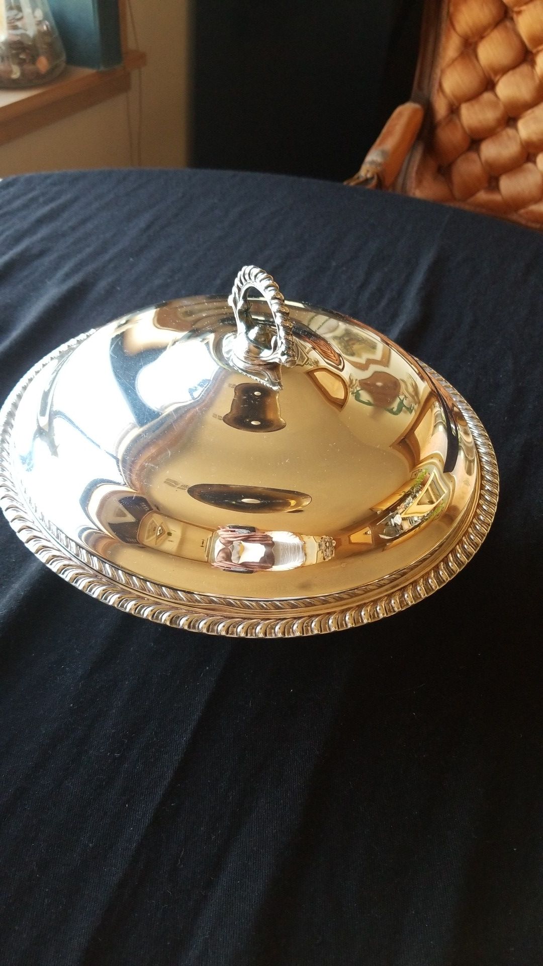 Vintage Silver-plated Serving Dish w/ Lid & Pyrex Bowl Insert