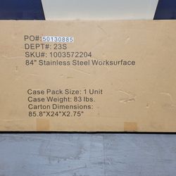 84'' Stainless Steel Worksurface
