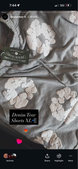 Grey denim tear shorts