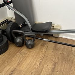 Gym Combo - Adjustable Rubber Weight Plates with Pair of Solid Dumbbell Rod, Kettlebell . 
