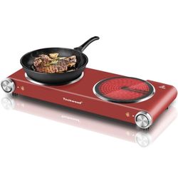 Techwood Double Hot Plates For Cooking, 1800W Electric Stove
