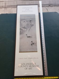 Japanese Ink Painting LACMA Art Poster Framed Vintage 80s