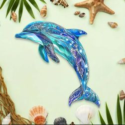 Ocean Whisper Dolphin — Mosaic Wave Wall Art