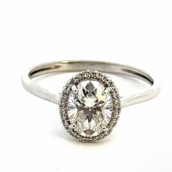 Woman’s Ladies 10k White Gold Moissanite Solitaire Halo Design Ring Size 8 GP3100119