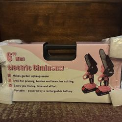 6" Mini Electric Chainsaw Pink Lithium w/ Case & Accessories