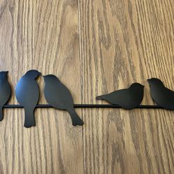 Silouette birds wall decor - black metal 17" long