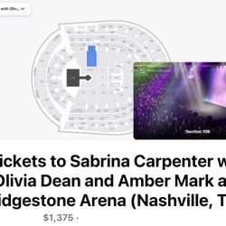 2 Tickets - Sabrina Carpenter w/ Olivia Dean & Amber Mark at Bridgestone Arena