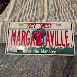Jimmy Buffett Margaritaville Vanity Tag  Plate Key West "Save The Manatee"
