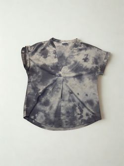 Chances R Brand Gray Tie Dye V-Neck Blouse Top Size Medium | Short Sleeve Women’s Top