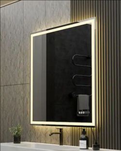 Yuaris 30 in. W x 36 in. H Rectangular Framed LED Lighted Bathroom Vanity Mirror with Light in Black with Backlit and Anti-Fog