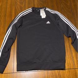 Adidas Black 3 Stripe Sweatshirt 
