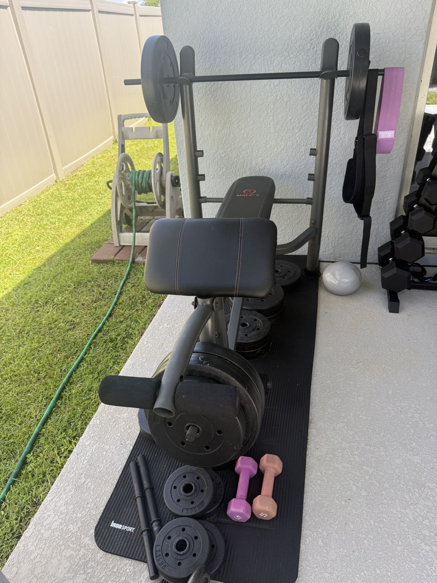Bench With Bar And Weights