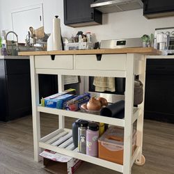 White IKEA FÖRHÖJA Kitchen Cart