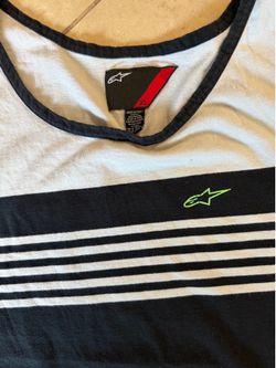 Alpinestars Skater XL Tank Top Black and Light Grey Striped Neon Green Logo