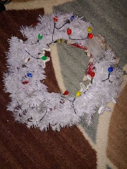 White Christmas Wreath with Multicolor Lights