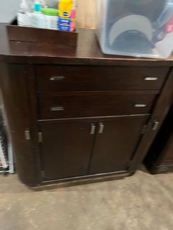 Dark Wood Storage Cabinet with Drawers