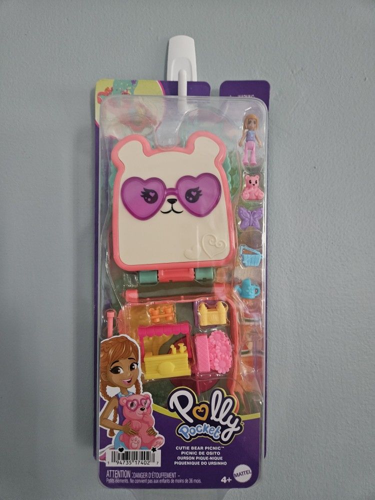 Polly Pocket Cutie Bear Picnic Compact Playset β Sealed NIB Mattel
