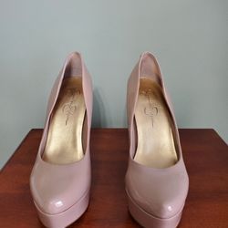 Jessica Simpson Platform Heels Waleo Nude Patent 8.5