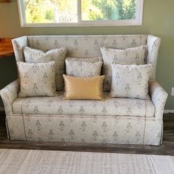 Elegant Linen Blend Upholstered SETTEE High Back W/7 Down Pillows-
