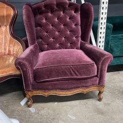 Purple Velvet Tufted Armchairs, Set Of Two