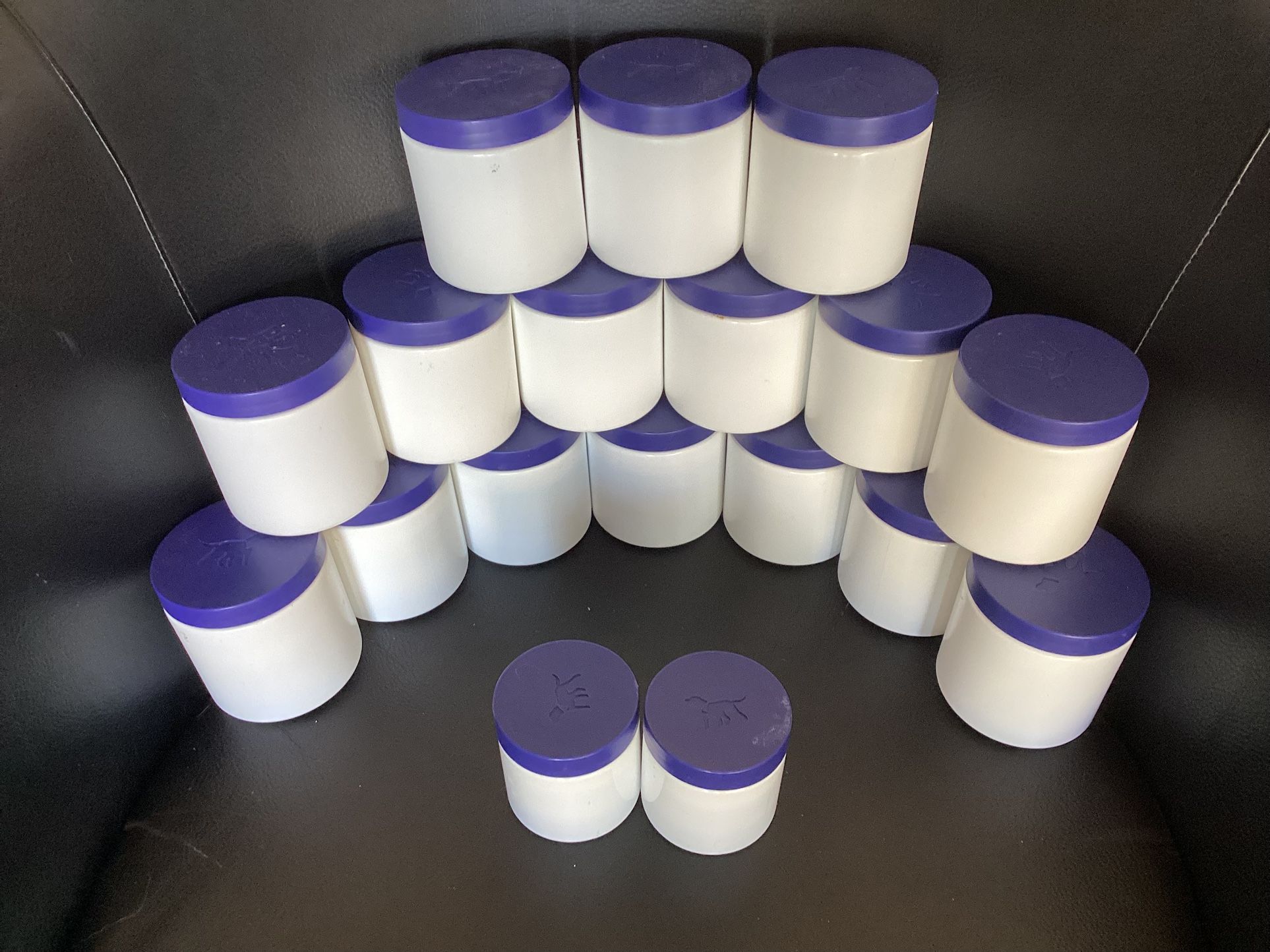 Containers - Set of Empty Plastic Jars with blue Lids