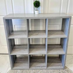 9 Open Cube Wood Organizer Bookshelf - Gray
