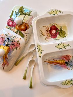 Vintage Hand-Painted Italian Pottery Serving Set – $50 OBO