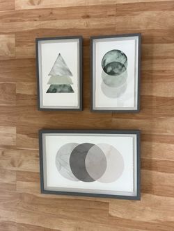 Set of 3 Abstract Watercolor Framed Wall Art