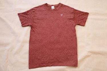 Gymshark XS Animal Print T-Shirt Burgundy Marl Activewear Tee Relaxed Fit