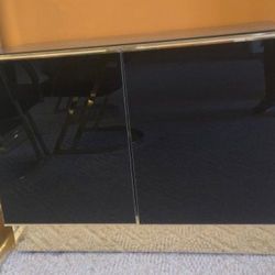 2 Cradenzas Black Mirror Hollywood Regency Cabinet